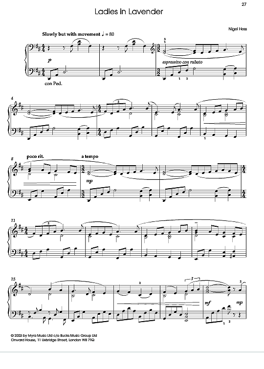 theme from ladies in lavender klavier solo nigel hess