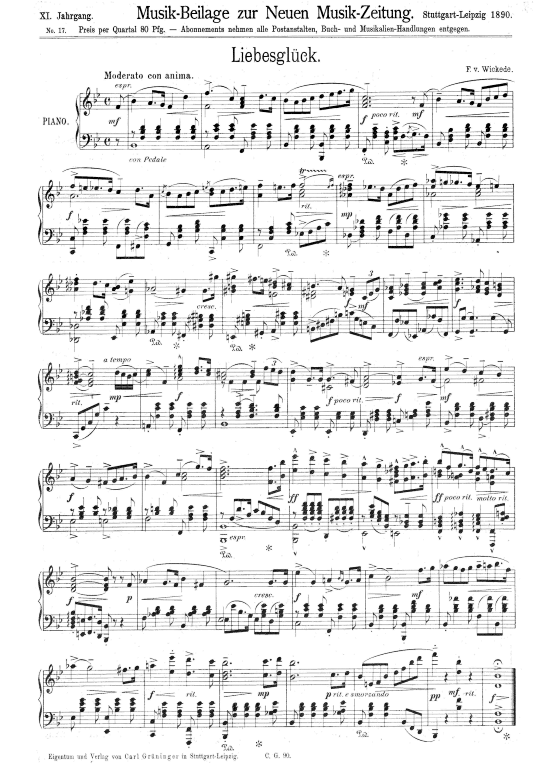Liebesgl ck (Klavier Solo) (Klavier Solo) von Friedrich von Wickede