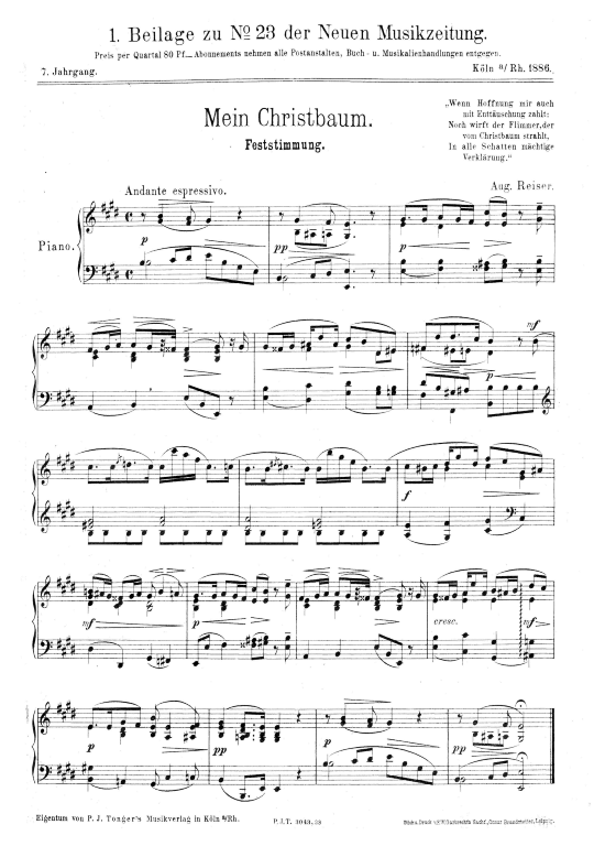 Mein Christbaum (Klavier Solo) (Klavier Solo) von August Reiser