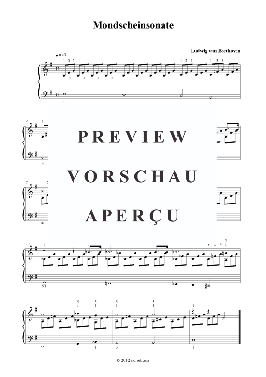 Mondscheinsonate (Klavier solo einfach) (Klavier einfach) von Ludwig van Beethoven (bearb.)