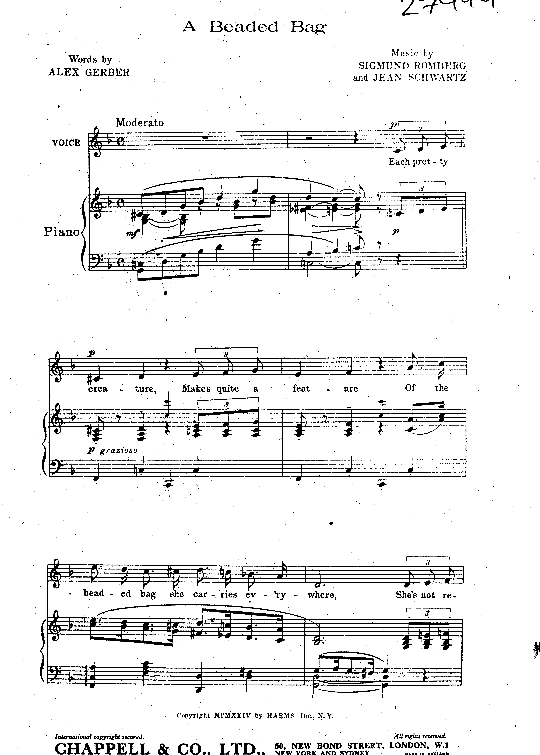 a beaded bag klavier & gesang sigmund romberg