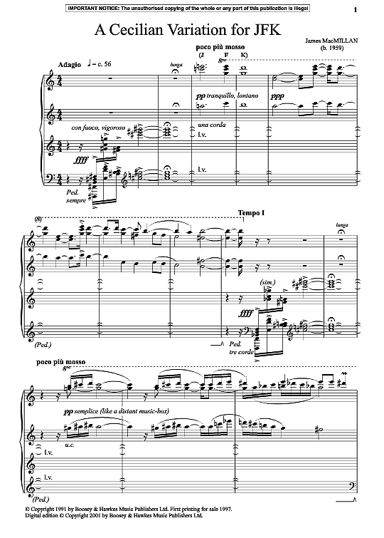a cecilian variation for jfk klavier solo james macmillan