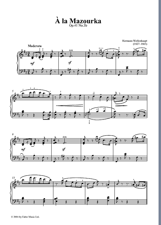 a la mazourka op.41 no.3b klavier solo hermann wollenhaupt