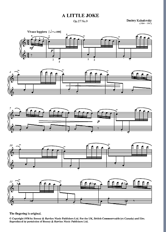 a little joke op.27 no.9 klavier solo dmitri kabalevsky