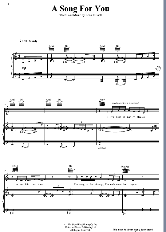 A Song For You Klavier Gesang And Gitarre Pdf Noten Von Michael Buble In A Moll Fbd 4327 