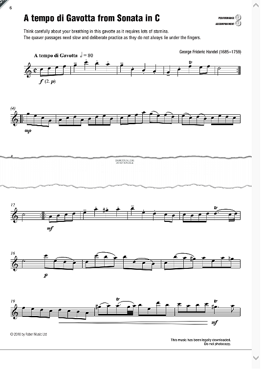 a tempo di gavotta from sonata in c  klavier & melodieinstr. george frideric handel