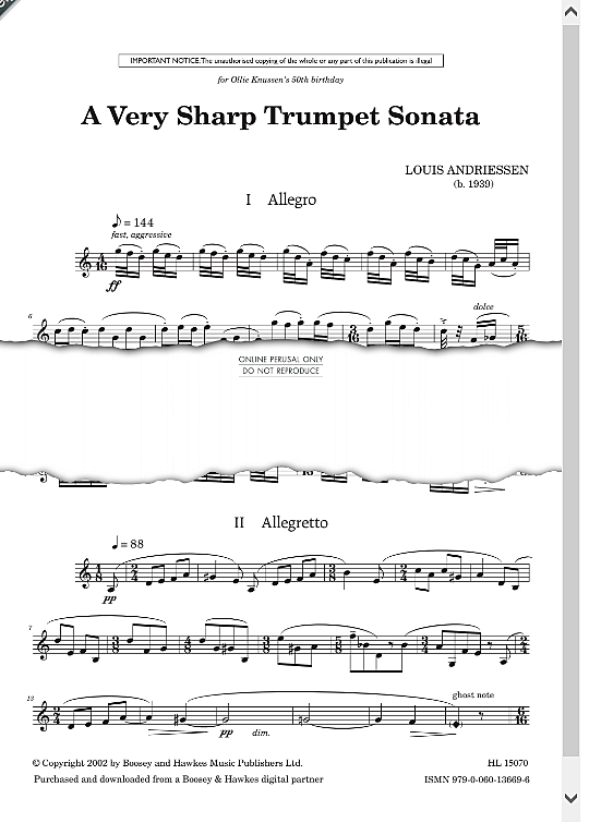 a very sharp trumpet sonata melodieinstr. & begleitung louis andriessen