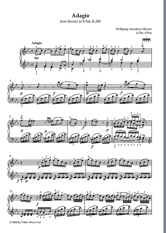 adagio from sonata in e flat k.282 klavier solo wolfgang amadeus mozart