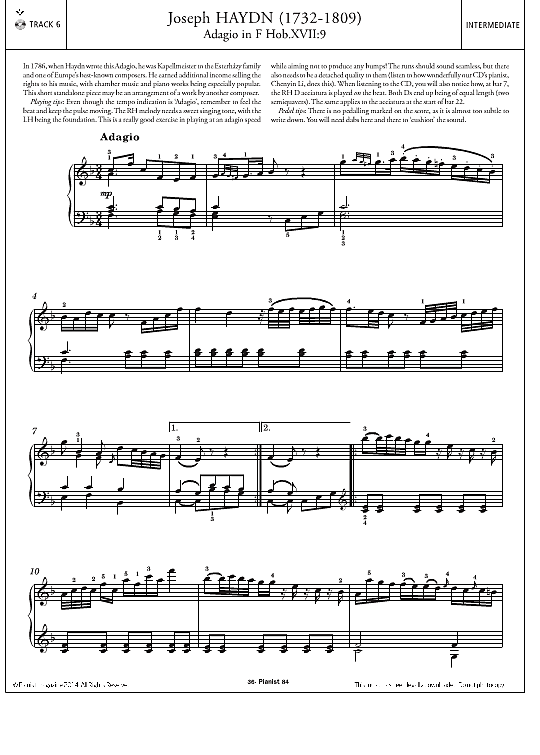 adagio in f hob.xvii:9 klavier solo joseph haydn