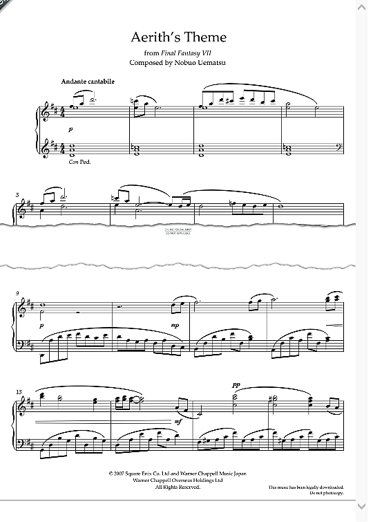 aerith s theme from "final fantasy vii" klavier solo nobuo uematsu