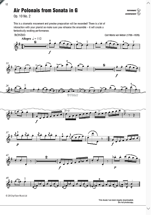 air polonais from sonata in g klavier & melodieinstr. carl maria von weber