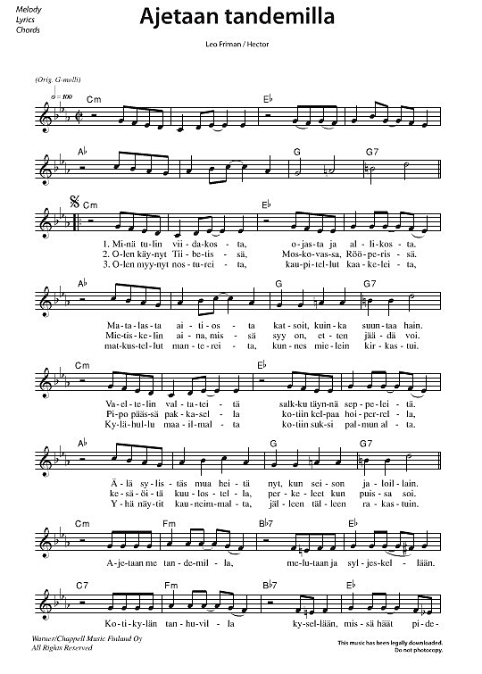 ajetaan tandemilla melodie & akkorde leo freeman