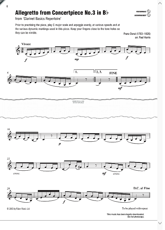 allegretto from concertpiece no.3 in bb  klavier & melodieinstr. franz danzi