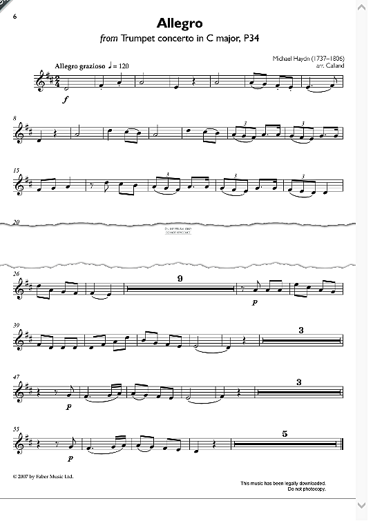 allegro from trumpet concerto in c major p34  klavier & melodieinstr. michael haydn