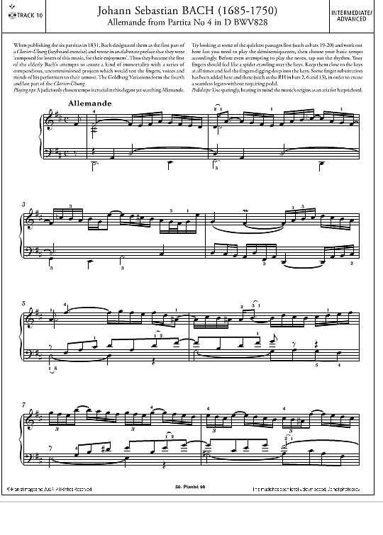 allemande from partita no.4 in d bwv828 klavier solo johann sebastian bach