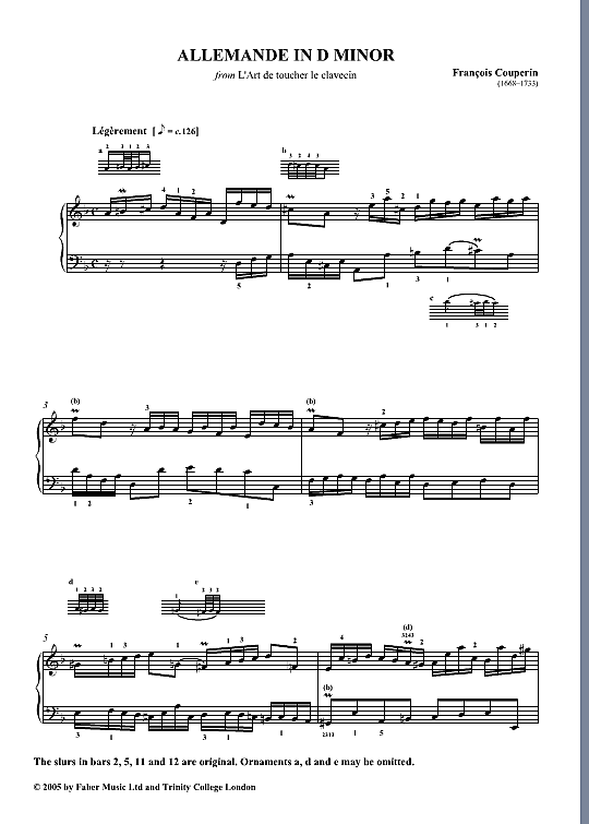 allemande in d minor klavier solo francois couperin