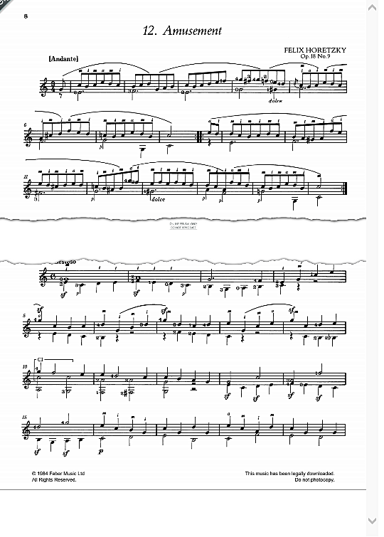 amusement op.18, no.9 gitarre klassisch felix horetzky