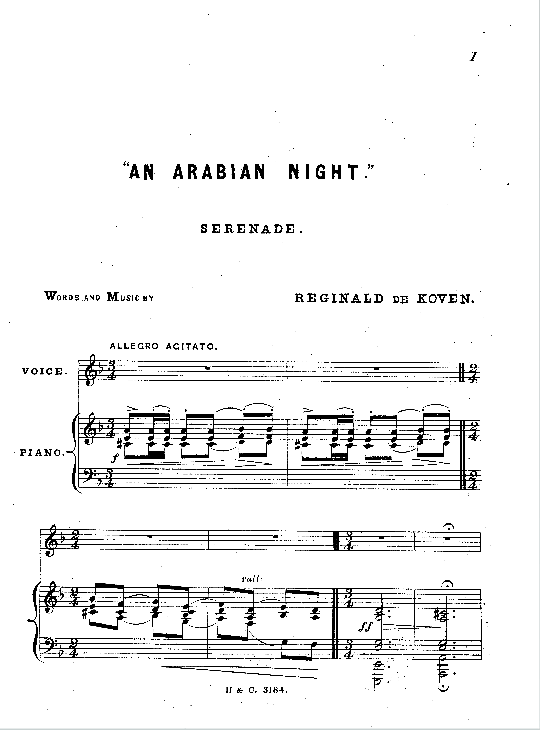 an arabian night klavier & gesang reginald de koven