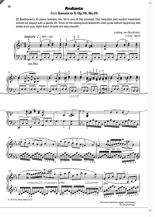 andante from sonata in g op.79, no.25  klavier solo ludwig van beethoven