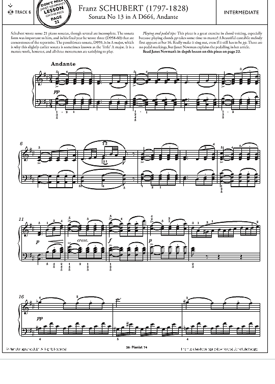 andante from sonata no.13 in a d664  klavier solo franz schubert