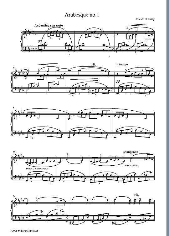 arabesque no.1 klavier solo claude debussy
