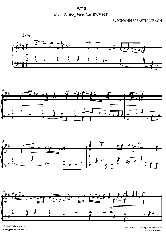 aria from goldberg variations, bwv 988  klavier solo johann sebastian bach