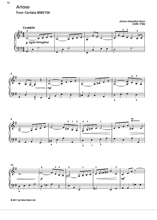 arioso from cantata bmv156 klavier solo johann sebastian bach