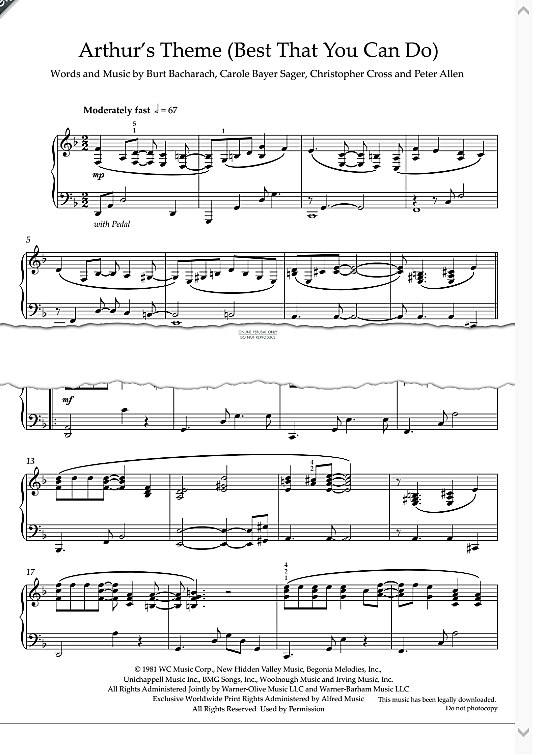 arthur s theme best that you can do klavier solo christopher cross