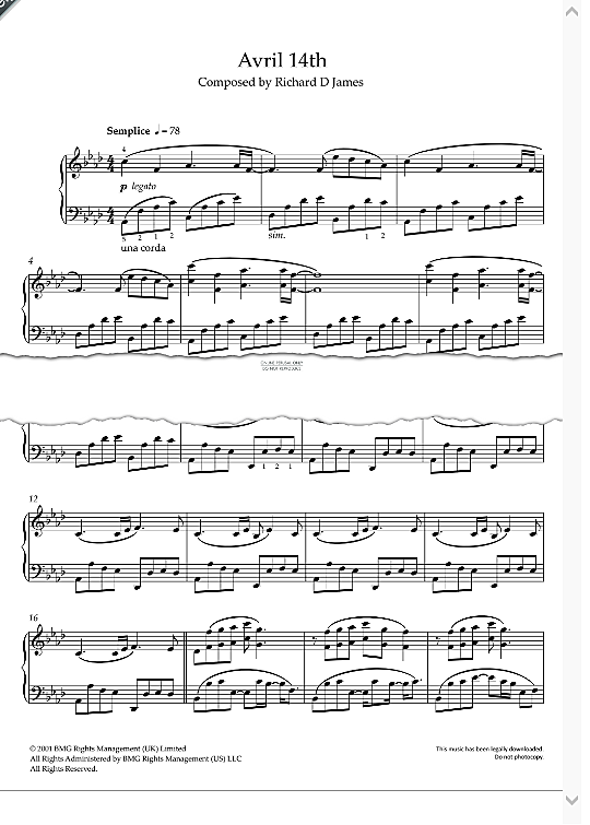 avril 14th klavier solo aphex twin