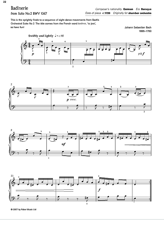 badinerie from suite no. 2 klavier solo johann sebastian bach
