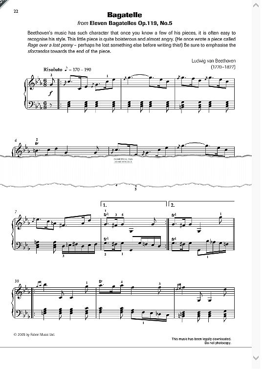 bagatelle from eleven bagatelles op.119, no.5  klavier solo ludwig van beethoven