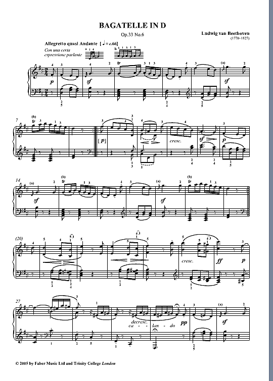bagatelle in d op.33 no.6 klavier solo ludwig van beethoven