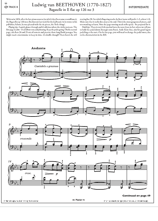 bagatelle in e flat op,.126, no.3 klavier solo ludwig van beethoven