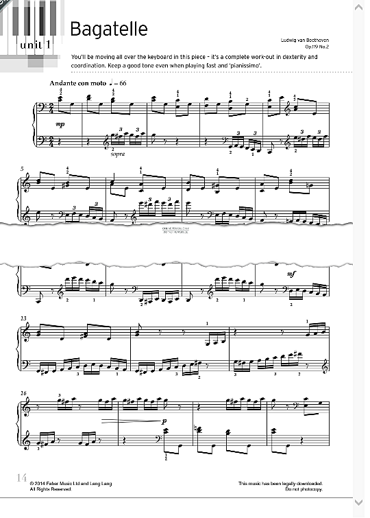 bagatelle op. 119, no.2 klavier solo ludwig van beethoven