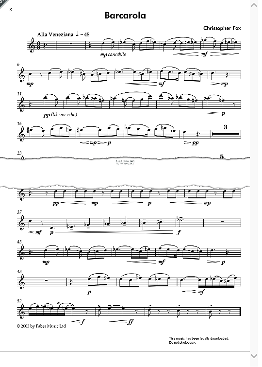 barcarola klavier & melodieinstr. christopher fox