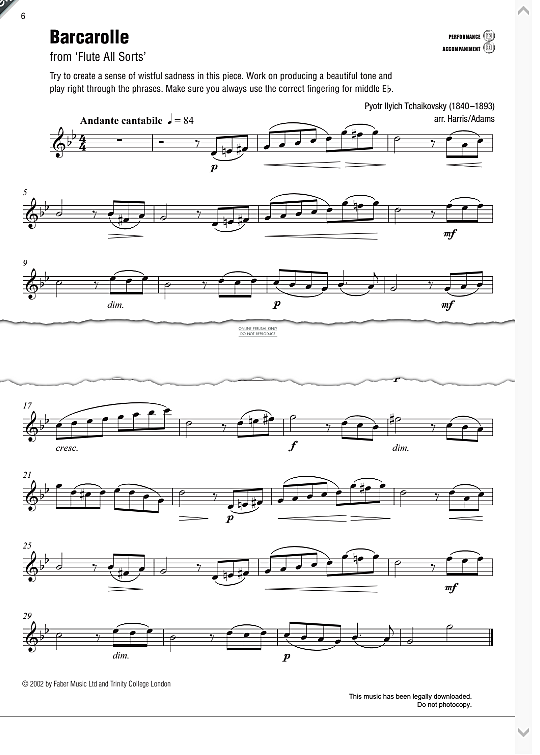 barcarolle klavier & melodieinstr. pyotr ilyich tchaikovsky