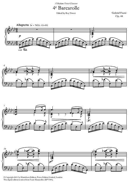 barcarolle no.4, op.44 klavier solo gabriel faure