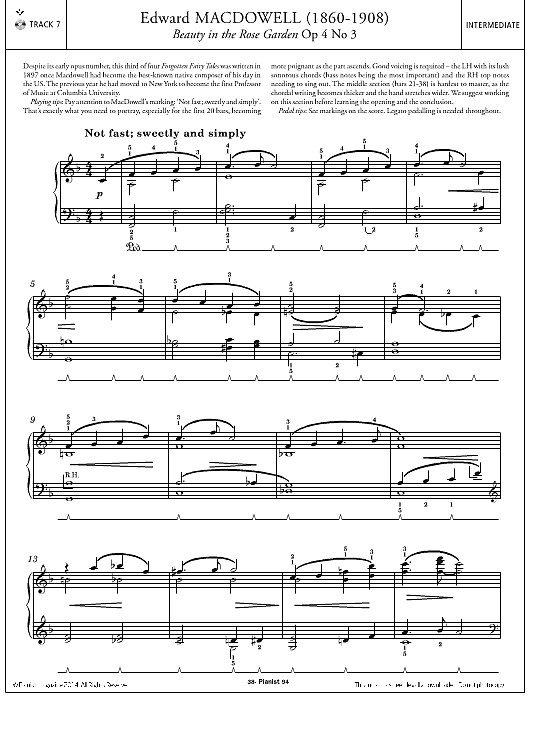beauty in the rose garden op.4, no.3 klavier solo edward macdowell