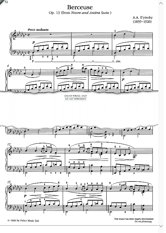 berceuse op. 13 klavier solo alexander ilyinsky