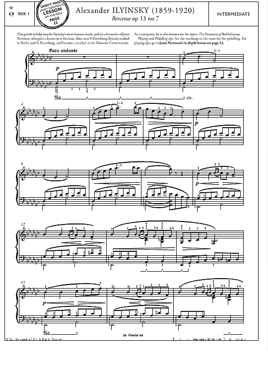 berceuse op.13, no.7 klavier solo alexander ilyinsky