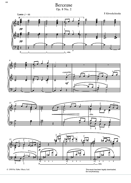 berceuse op. 8, no.2 klavier solo sergey khvoshchinsky