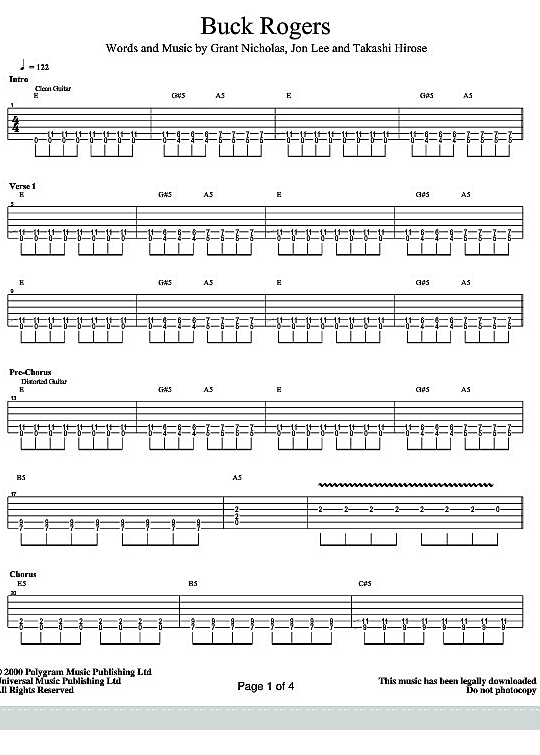 buck rogers gitarre tab feeder