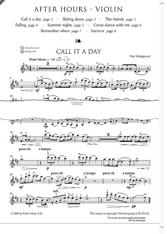 call it a day klavier & melodieinstr. pam wedgwood