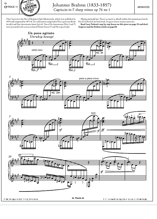 capriccio in f sharp minor op.76 no.1 klavier solo johannes brahms