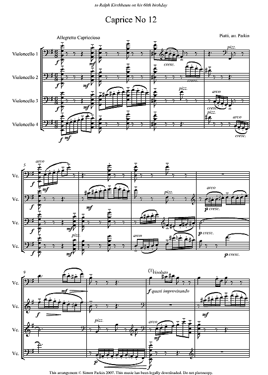 caprice no.12 quartett 4 st. alfredo piatti