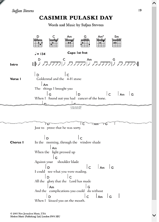 casimir pulaski day songbook mit akkorden sufjan stevens