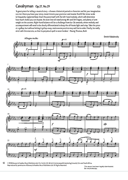 cavalryman no. 29 from 30 children s pieces, op. 27 klavier solo dmitri kabalevsky