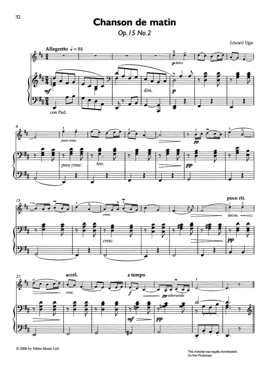 chanson de matin/badinerie klavier & melodieinstr. edward elgar
