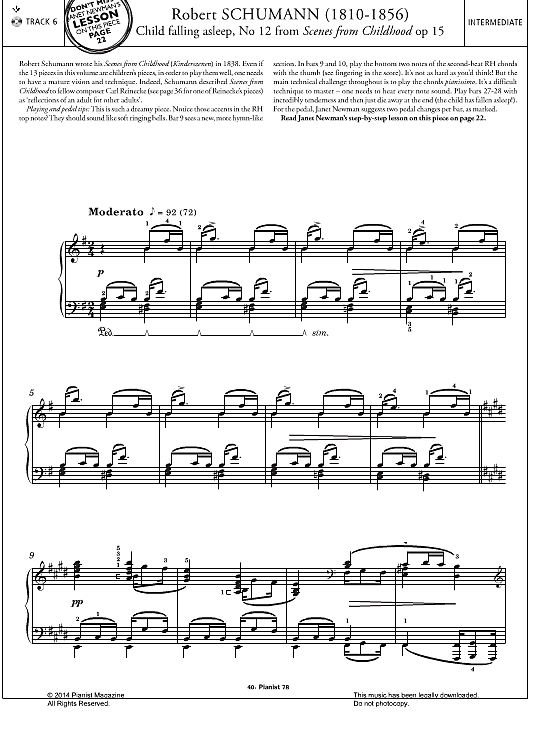 child falling asleep, no.12 from scenes from childhood op.15 klavier solo robert schumann