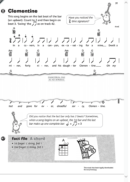 clementine ukulele chord songbook traditional